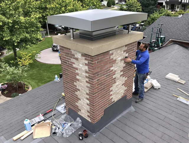 Parma Chimney Sweep team working on a custom chimney remodel in Parma, OH