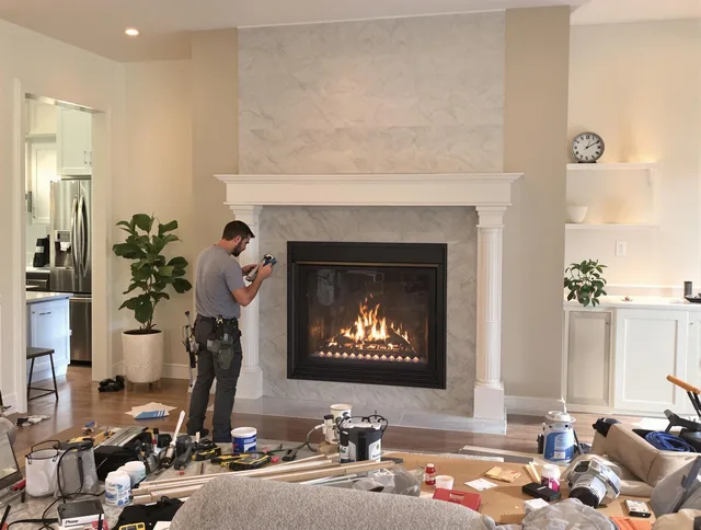 Newly installed fireplace by Parma Chimney Sweep in Parma, OH